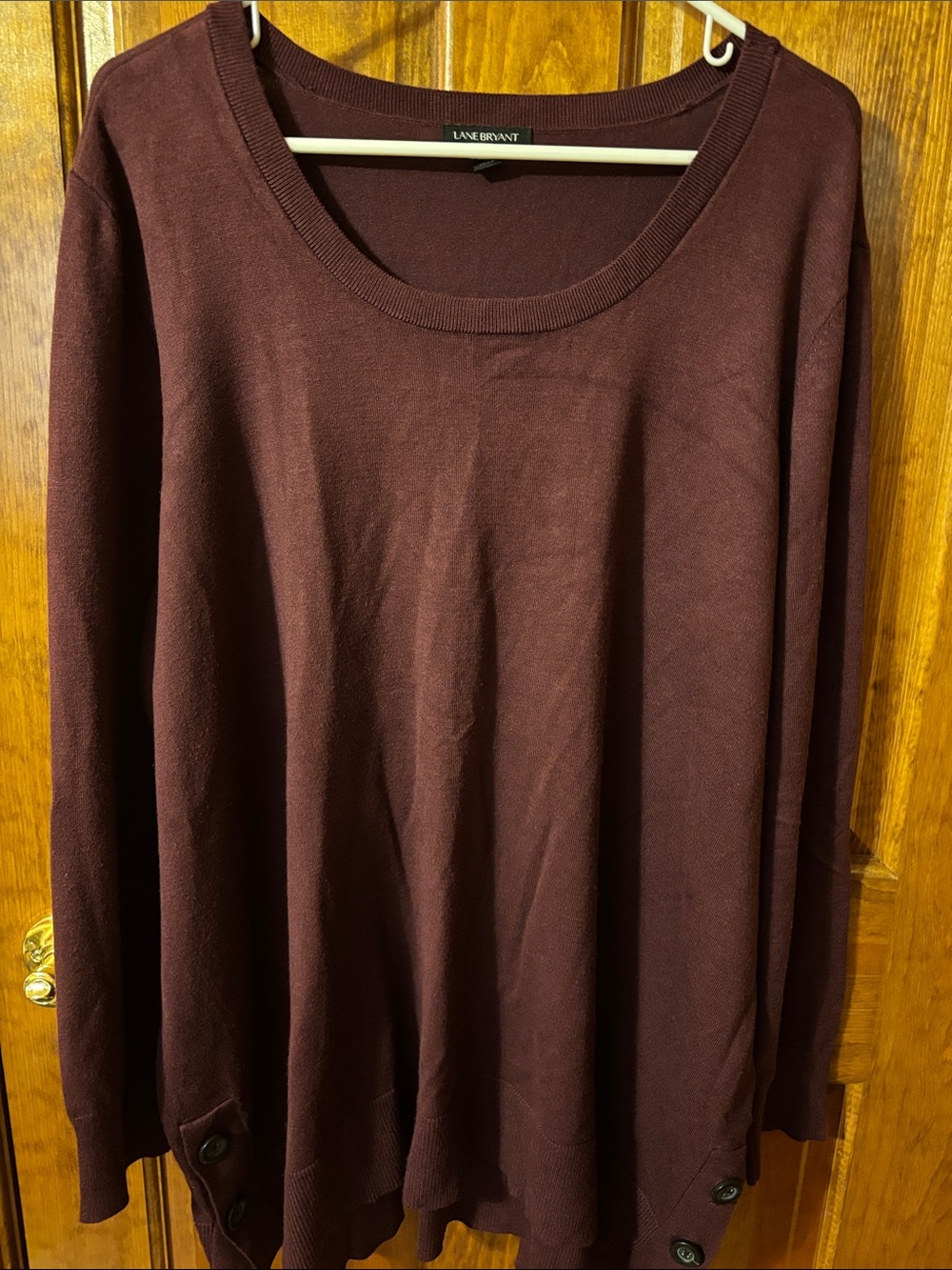 Classic Scoop Neck Long Sleeve Sweater - Burgundy